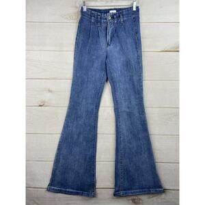 SPECIAL A Jeans Sz 5 Jr Flare Leg High Rise Pleated Stretch Denim Distressed Y2K